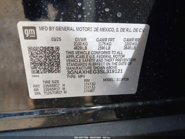 2025 CHEVROLET EQUINOX 3GNAXHEG3SL319121 Photo 8