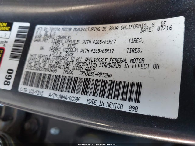 3TMCZ5AN3GM041689 Toyota 2gr-fks
