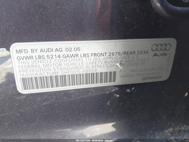 2005 AUDI A6 WAUDG74F95N098747 Photo 8