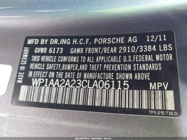 2012 PORSCHE CAYENNE WP1AA2A23CLA06115 Photo 8