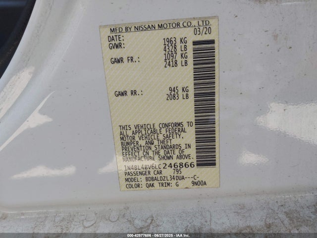 1N4BL4BV6LC246866 Nissan Altima S Fwd