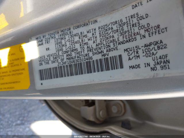 2003 LEXUS RX 300 JTJHF10U630310486 Photo 8