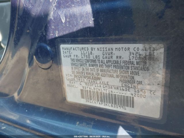 2019 NISSAN VERSA 3N1CN7AP3KL835991 Photo 8