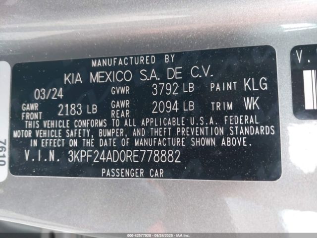 3KPF24AD0RE778882 KIA mpi nu