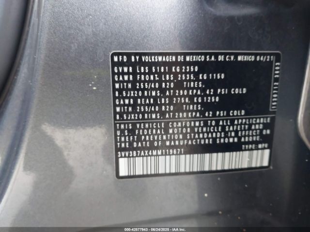 2021 VOLKSWAGEN TIGUAN 3VV3B7AX4MM119671 Photo 8