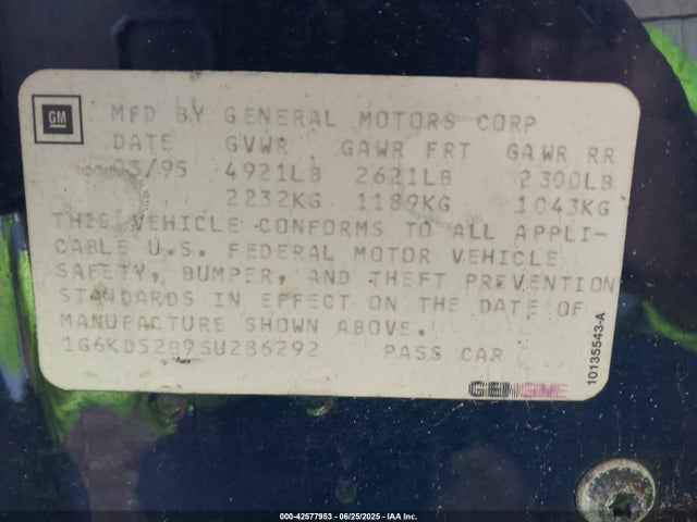 1995 CADILLAC DEVILLE 1G6KD52B9SU286292 Photo 8