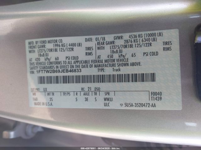 2018 FORD F-250 1FT7W2B69JEB46833 Photo 8