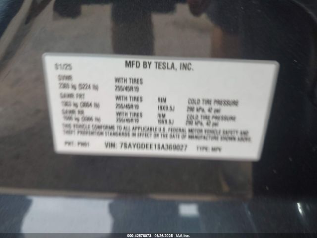 2025 TESLA MODEL Y 7SAYGDEE1SA369027 Photo 8