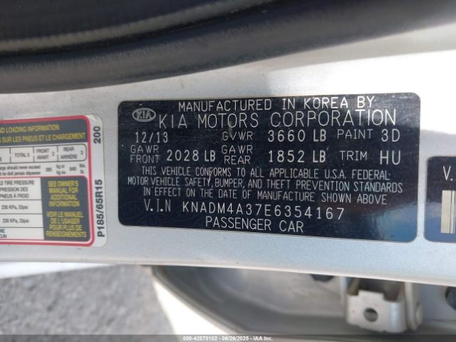 KNADM4A37E6354167 KIA dohc gamma
