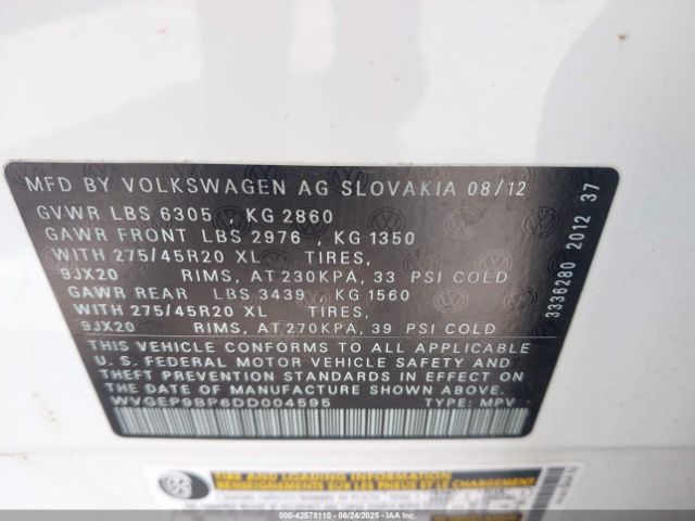 2013 VOLKSWAGEN TOUAREG WVGEP9BP6DD004595 Photo 8