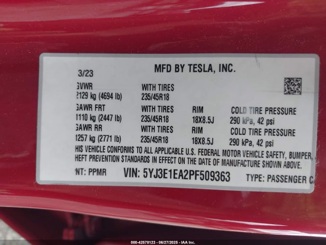 2023 TESLA MODEL 3 5YJ3E1EA2PF509363 Photo 8