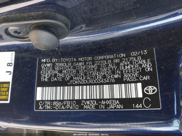 2013 TOYOTA PRIUS JTDKN3DUXD0343476 Photo 8
