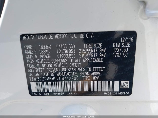 3CZRU6H57LM712290 Honda r18z9