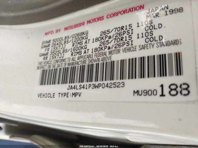 1998 MITSUBISHI MONTERO SPORT JA4LS41P3WP042523 Photo 8