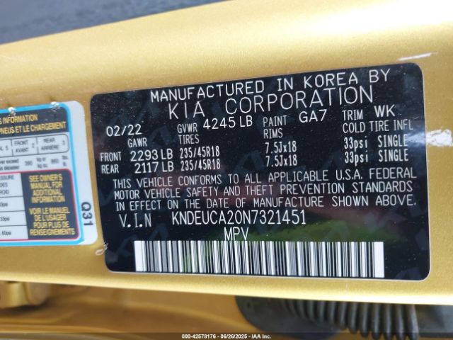 2022 KIA SELTOS KNDEUCA20N7321451 Photo 8
