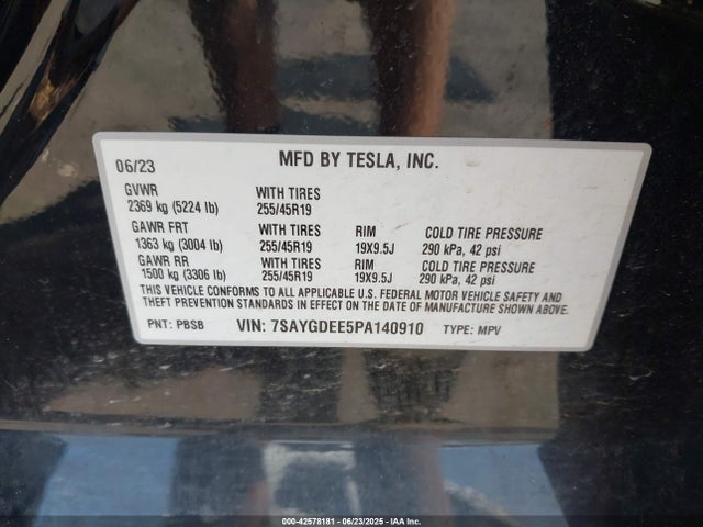 2023 TESLA MODEL Y 7SAYGDEE5PA140910 Photo 8