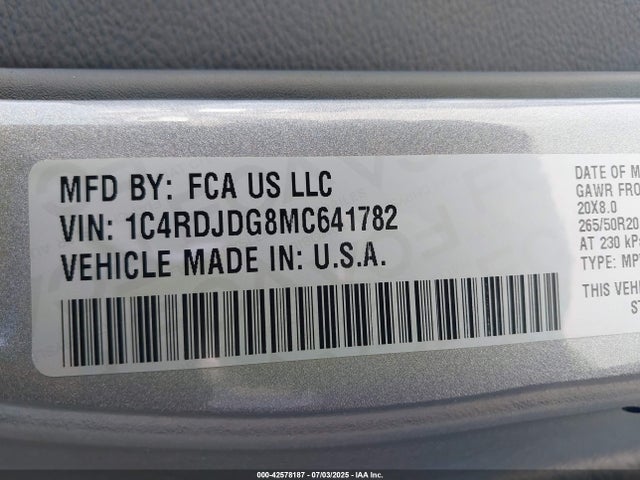 Dodge Durango 2021 1C4RDJDG8MC641782 Image 9