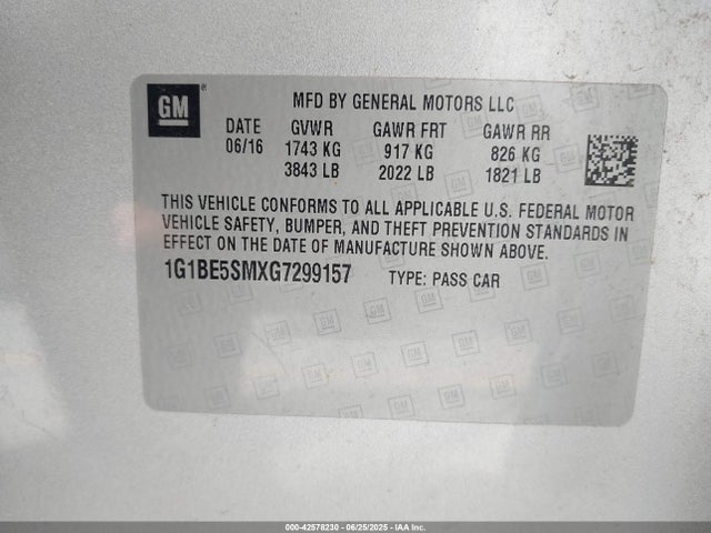 1G1BE5SMXG7299157 Chevrolet le2 - di: direct injection, alum, vvt, gen i, gmna