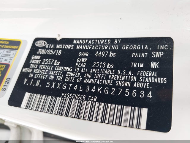5XXGT4L34KG275634 KIA gdi