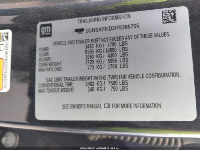 1GNSKFKD2PR266705 Chevrolet l84