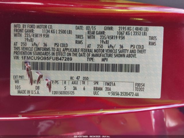 1FMCU9G95FUB47289 Ford Escape