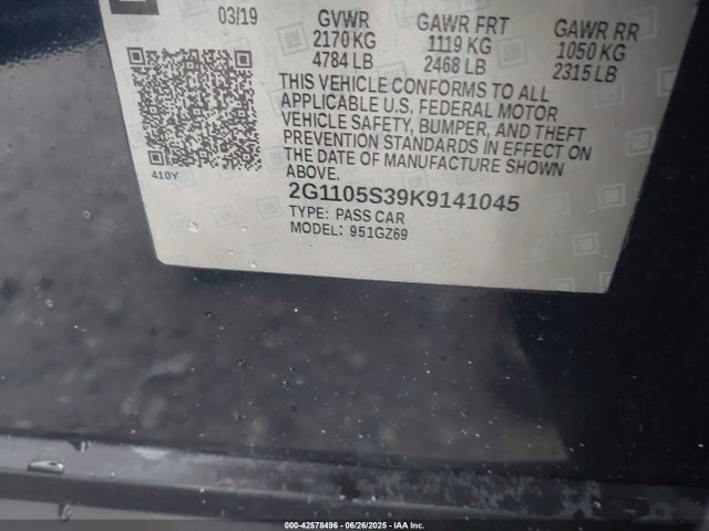 2G1105S39K9141045 Chevrolet lfx - spark ignited direct injection, vvt, e85 max, alum