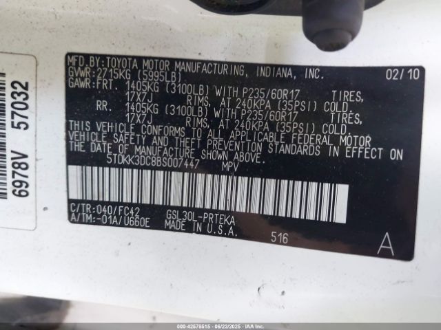 2011 TOYOTA SIENNA 5TDKK3DC8BS007447 Photo 8