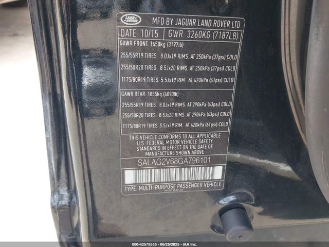 SALAG2V68GA796101 Land Rover s/c lev2 ulev