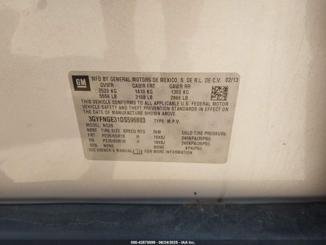 2013 CADILLAC SRX 3GYFNGE31DS596803 Photo 8