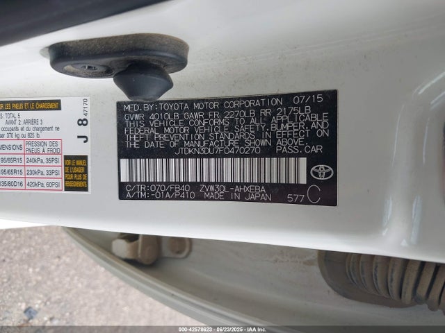 JTDKN3DU7F0470270 Toyota 2zr-fxe+3jm