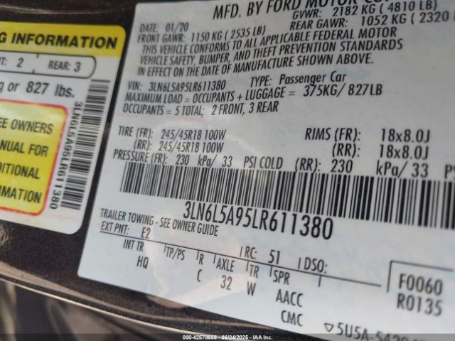 2020 LINCOLN MKZ 3LN6L5A95LR611380 Photo 8