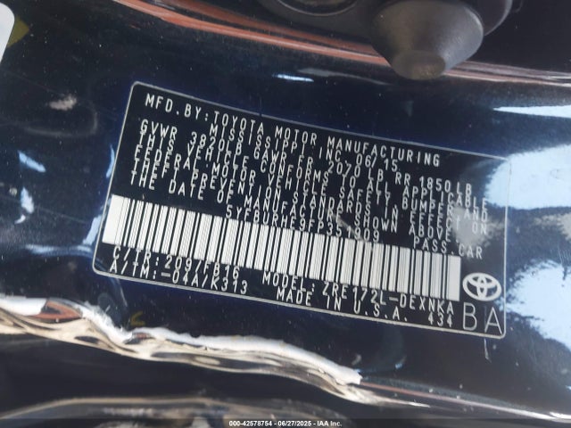 Toyota 2zr-fe 2015 5YFBURHE9FP351909 Image 9