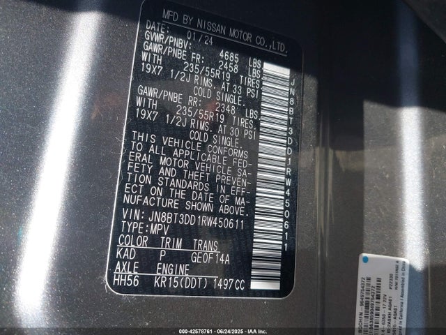 JN8BT3DD1RW450611 Nissan Rogue