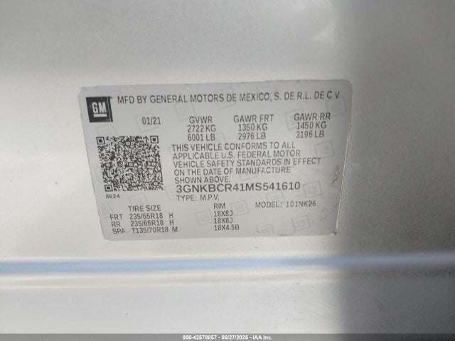 3GNKBCR41MS541610 Chevrolet lsy