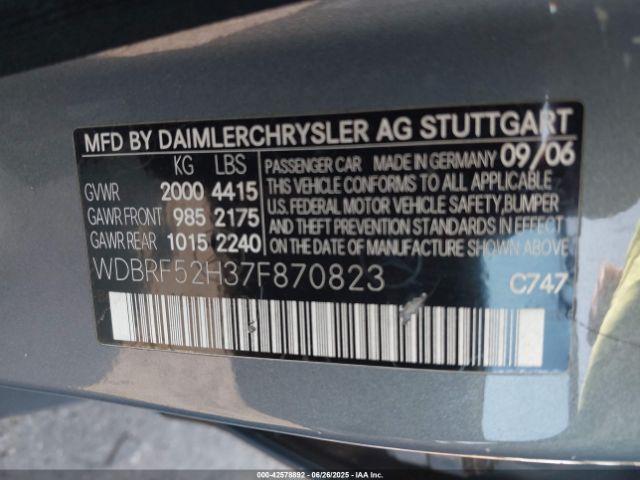 2007 MERCEDES-BENZ C 230 WDBRF52H37F870823 Photo 8