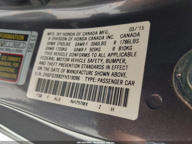 2HGFG3B82FH519096 Honda r18z1