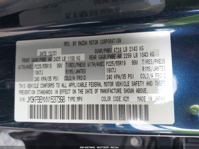 2022 MAZDA CX-5 JM3KFBEMXN1537398 Photo 8