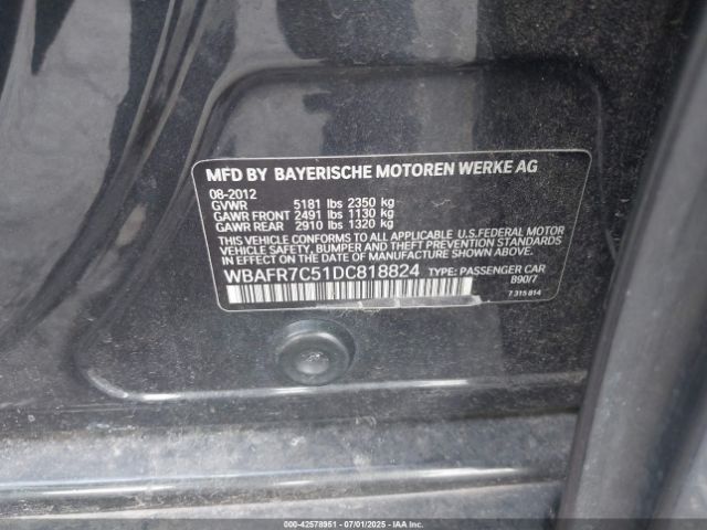2013 BMW 535I WBAFR7C51DC818824 Photo 8