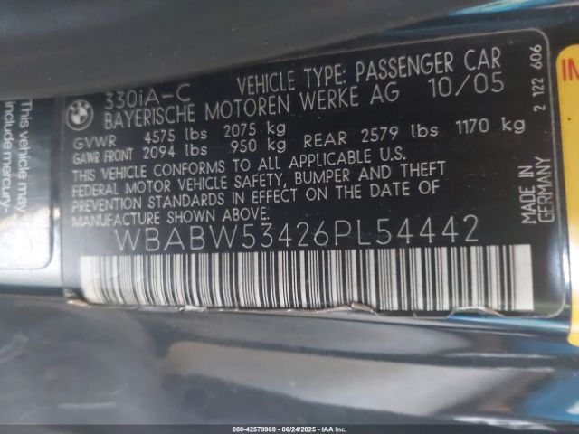 2006 BMW 330CI WBABW53426PL54442 Photo 8