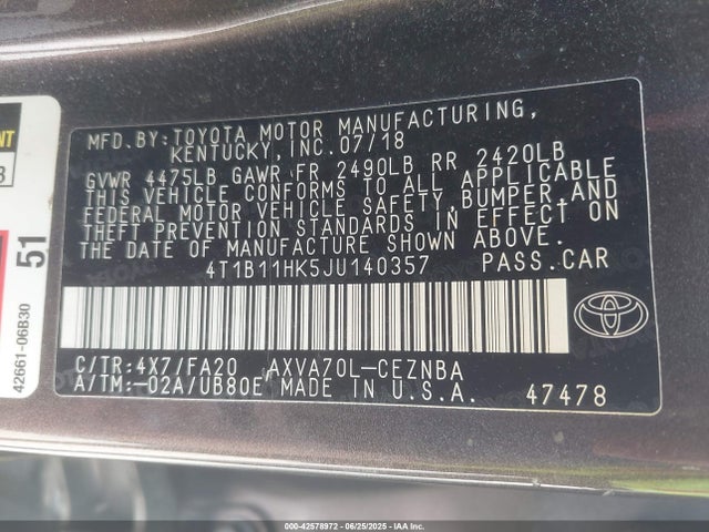 4T1B11HK5JU140357 Toyota a25a-fks