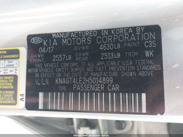 2017 KIA OPTIMA HYBRID KNAGT4LE2H5014899 Photo 8
