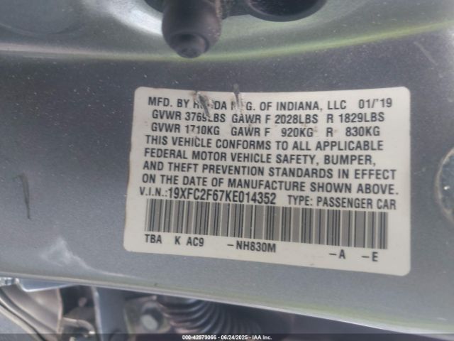 2019 HONDA CIVIC 19XFC2F67KE014352 Photo 8