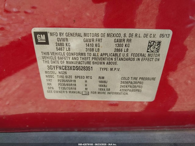 2013 CADILLAC SRX 3GYFNCE3XDS628351 Photo 8
