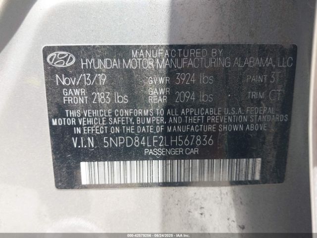 2020 HYUNDAI ELANTRA 5NPD84LF2LH567836 Photo 8