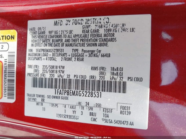 Ford Mustang 2016 1FATP8EMXG5228531 Image 9