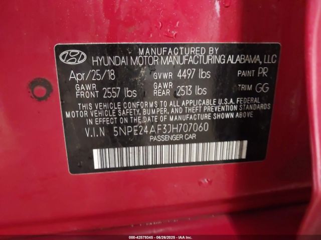 5NPE24AF3JH707060 Hyundai gdi theta-ii
