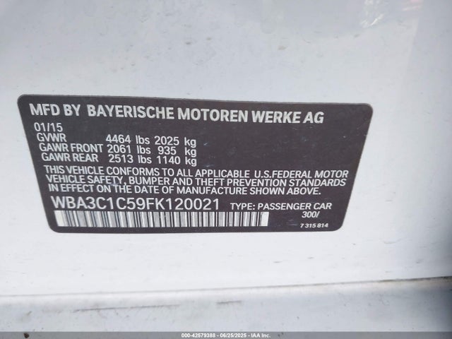 BMW 2015 2015 WBA3C1C59FK120021 Image 9
