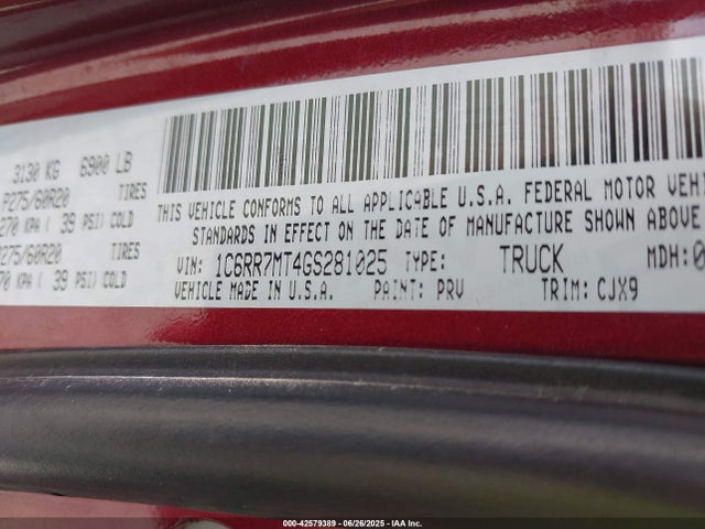 RAM 1500 2016 1C6RR7MT4GS281025 Image 9