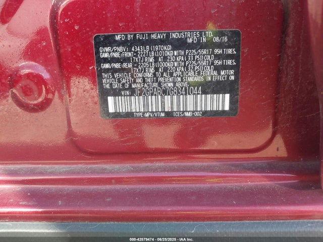 JF2GPABC7G8341044 Subaru naturally aspirated