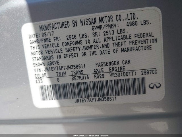 JN1EV7AP7JM358611 Infiniti Q50